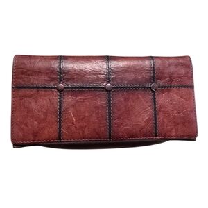 Brown Leather Accordion Wallet with Multiple Card Slots